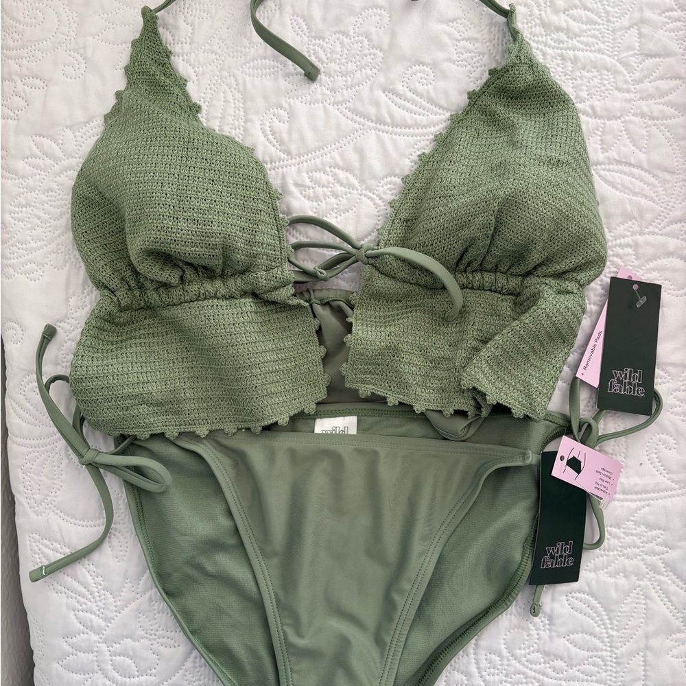 NEW! Wild Fable Green Knit Bikini Set